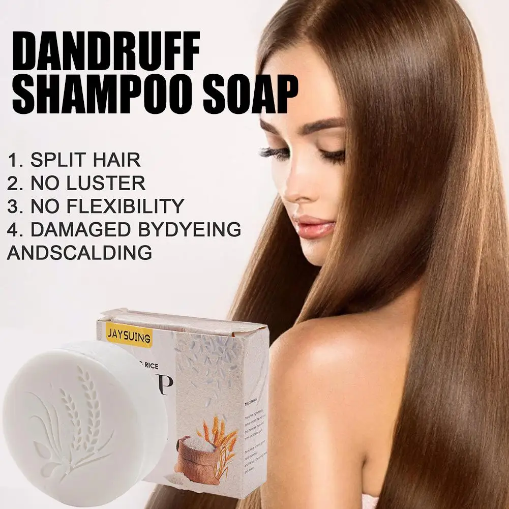 %name Rice Water Anti Dandruff Shampoo Soap For Men & Women 100g Scalp Moisturize Conditioner Repair Dry Damage Soap Bar